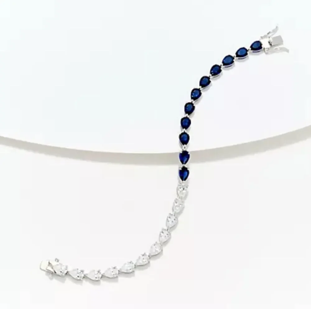 Diamonique x Jennifer Miller Pear Horizontal Line Bracelet, Sterling Silver